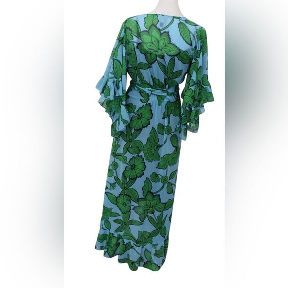 CAbi 5815 Derby High Low Dress in Green and Blue Floral - Picture 4 of 16